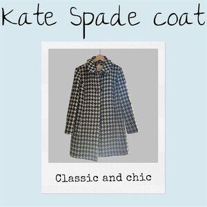 Kate Spade Black and White Houndstooth Pea Coat